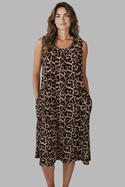 REMSA Pijamale pentru femei, din viscoză, cu mâneci zero, 25235-7 Leopard2