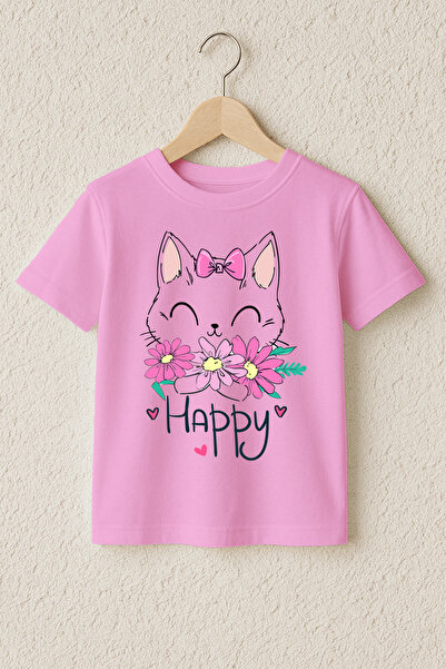 MYADA Tricou premium din bumbac 100% cu imprimeu Happy Cat 23947