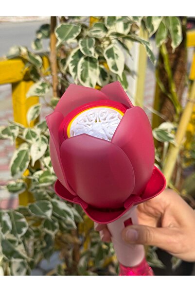 Bubble Wand pembe ve mavi çiçek şeklinde şarjlı pilli baloncuk yapma makinesi...