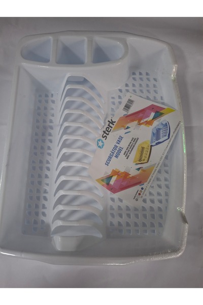 sterk Scurgator vase / tacamuri cu Tava plastic, ALB, 43x37x7cm