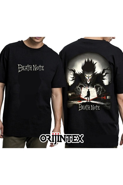 orijintex Death Note Ryuk Shinigami Front and Back Printed Unisex Black Tshirt