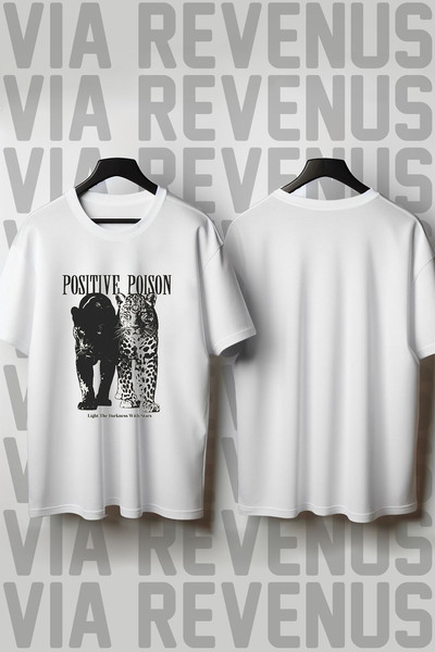 Vordevia تي شيرت بوزيتيف بويسون مطبوع برقبة دائرية وقصة فضفاضة 100% قطن للجنسين