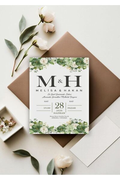 Hsn 100 Adet Düğün , Nişan , Nikah Davetiyesi Zarf Baskı Dahil