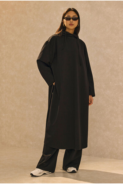 HEQA Hanorac lung cu glugă negru