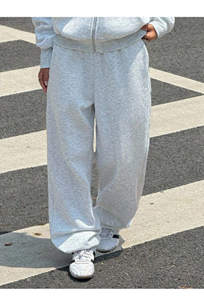 Afri Women's Gray Sweatpants Wide Leg Oversize Jogger Pants High Waist Comfor...