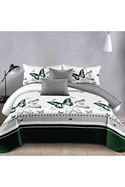 Five Store Lenjerie de pat matrimonial cu husa elastic pat, Cintia, bumbac me...