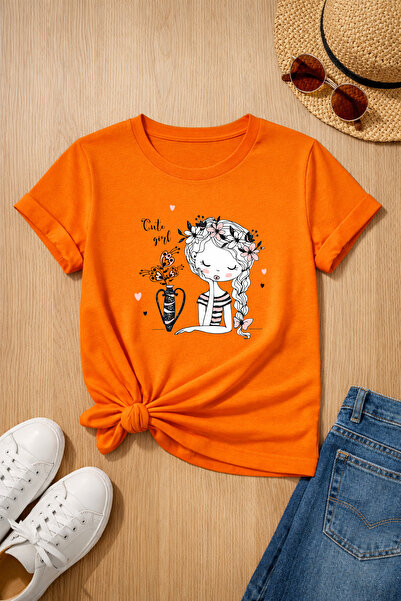 MYADA Μπλουζάκι με στάμπα Cute Girl, 100% βαμβακερό, υψηλής ποιότητας 27029