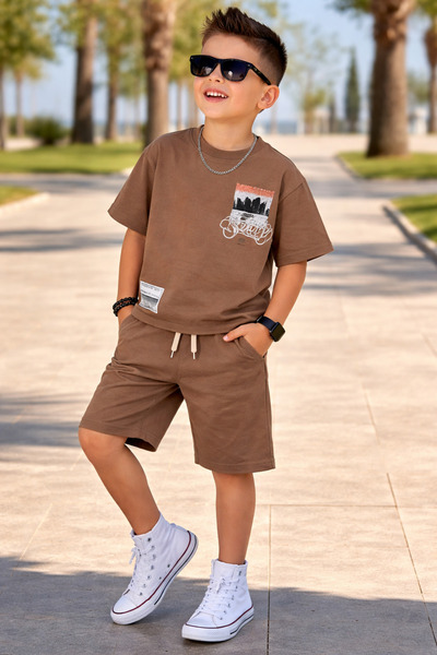 KOKOŞ BEBEK طقم شورت للأولاد من قماش الإنترلوك طقم صيفي مكون من قطعتين لعمر 9...