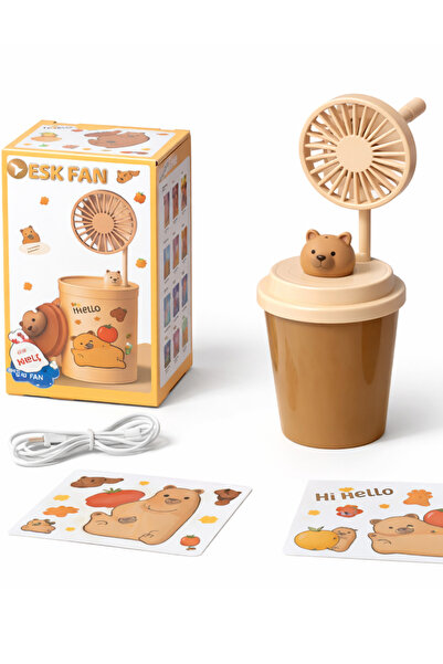 Arfseb Kapibara Mini Fan USB Şarjlı Taşınabilir Masaüstü Vantilatör