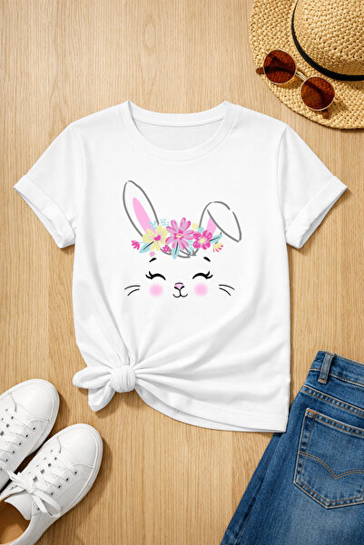 MYADA Tricou pentru copii premium, 100% bumbac, cu imprimeu iepure 27007