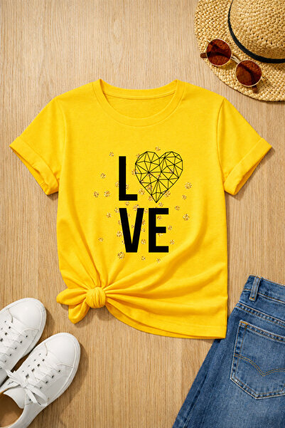 MYADA Love Heart Printed 100% Cotton Premium T-Shirt 27030