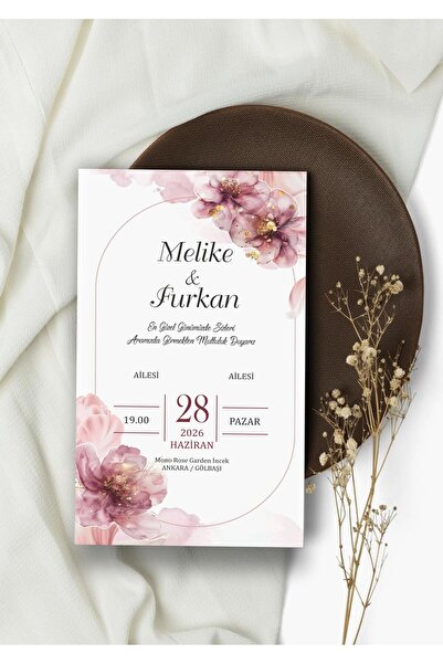 Hsn Davetiye Baskılı 100 Adet Düğün, Nişan , Söz Davetiyesi Zarflı
