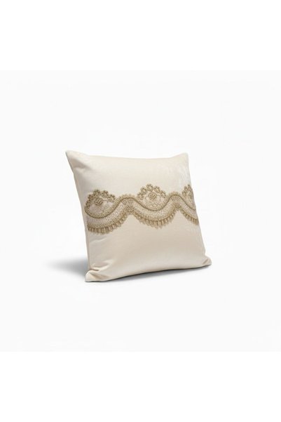 DECORA CASA HOME COLLECTİON Set of 2 Lace Embroidered Double-Sided Velvet Decorative Throw Pillow Covers 45X45