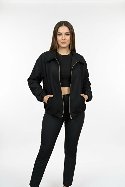 rimas Süet ZR Model Bomber Ceket Kadın Oversize Fermuarlı Şık Mont Günlük Kombin