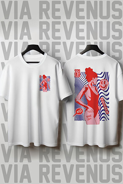 Vordevia Tricou unisex Summer Girl, imprimat față și spate, cu decolteu tip c...