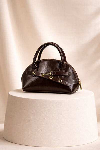 Miernebag حقيبة كتف نسائية روزيلا بتصميم ريترو مع إكسسوارات ذهبية باللون البني