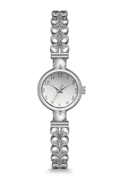 Newera Watch ساعة يد نسائية بتفاصيل حجرية وسلسلة بسيطة