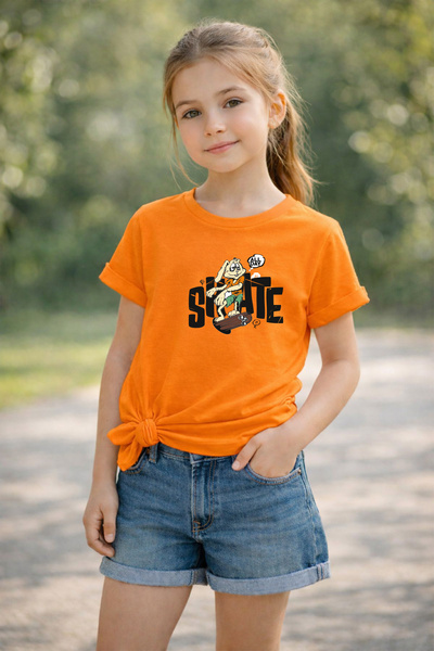 MYADA Παιδικό μπλουζάκι με στάμπα Skateboarder Rabbit, 100% βαμβάκι, Premium ...