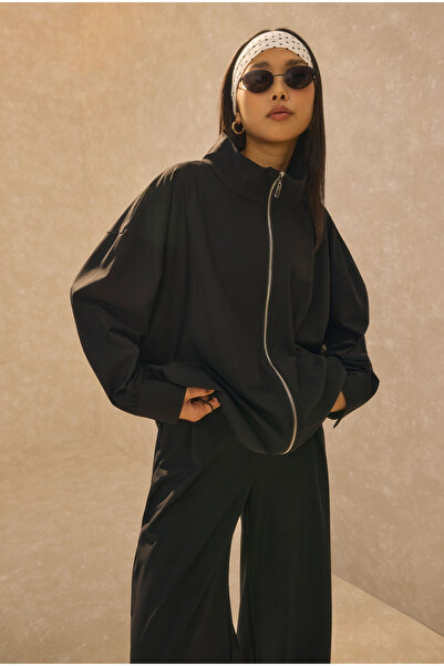 HEQA Mock Neck tracksuit set black