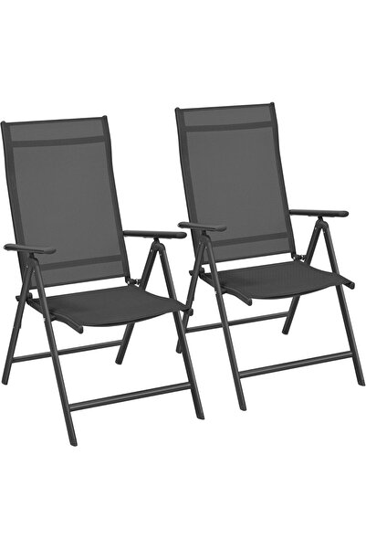 SONGMICS Set de 2 scaune de grădină pliabile cu spătar reglabil, 56x70x106 cm...