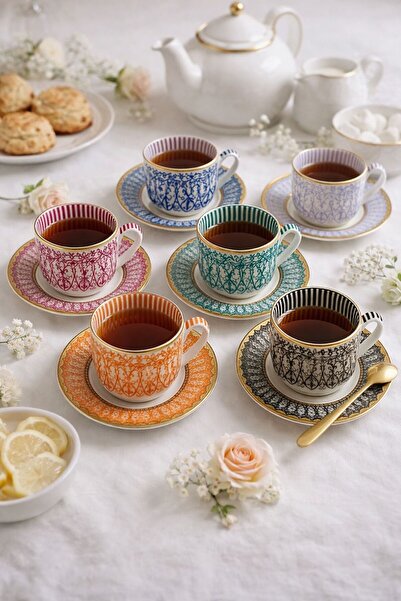 Bereketli Store Kosova Etnik Desenli 6’lı Kahve Fincanı Takımı | Renkli ve De...