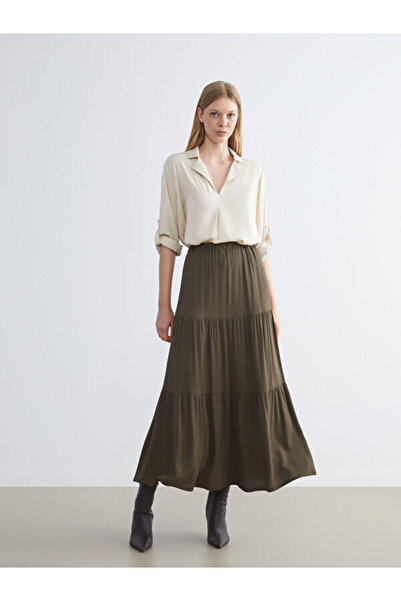 LC Waikiki Rmz Gi̇yi̇m Farkiyla Waist Drawstring Layered Skirt