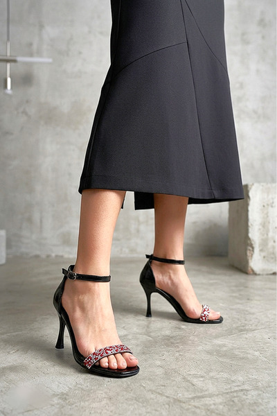 Gökhan Talay Raven Flexible Soft Non-Slip Sole (8 cm) Black Patent Leather Re...