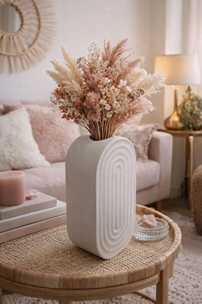 NEWNOW Modern Decorative Vase & Dried Flower Arrangement – Bohemian Living Ro...