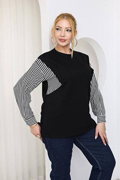 Siyezen Plus Size Striped Modal Fabric Blouse