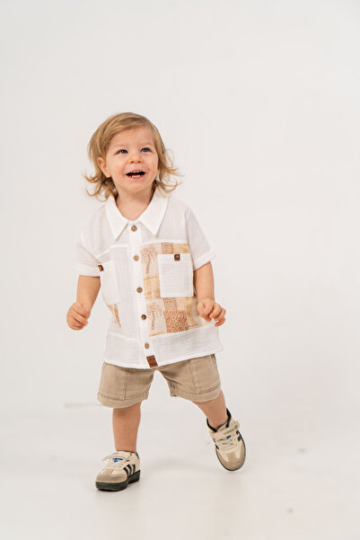 JNF kids Baby Boy Summer Muslin Shirt and Shorts 2-Piece Set