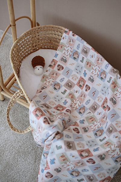 TBA COLLECTION 100% Cotton Muslin Blanket |   Blanket 100X100 cm - Farm Friends