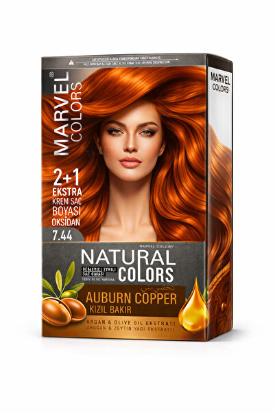 Marvel COLORS NATURAL COLORS Saç boyası 7,44 AUBURN COPPER (Bakır Kumral)