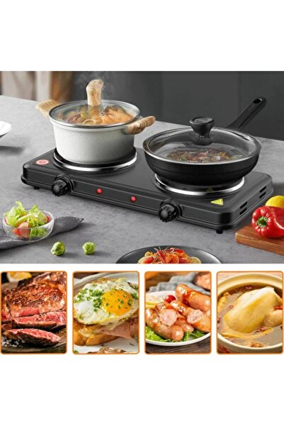 Rovitech Ηλεκτρική Εστία 2 Εστιών, 2000W, Ρυθμιζόμενος Θερμοστάτης, 5 Επίπεδα...