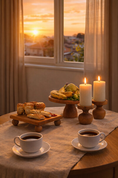 justwood Rustic Wooden Tableware Set – 25 cm Lucca Footed Plate, 17X25 cm Ris...