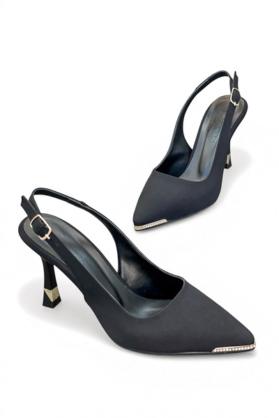 Elexus Γυναικείο στιλέτο με μεσαίο τακούνι και λεπτομέρεια από πέτρα στη μύτη