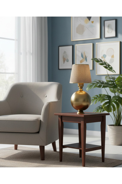 avizade Elda Antique Metal Lampshade |   Modern Electric Table Lamp with Fabr...