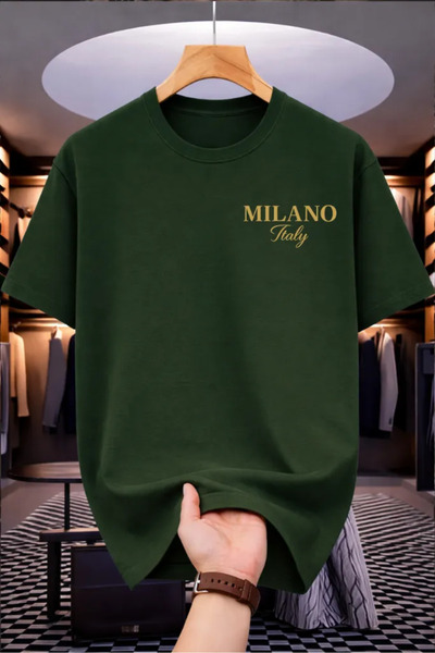 HOFFNUNG Tricou UNISEX cu mânecă scurtă, guler rotund, imprimat Milano Italia...