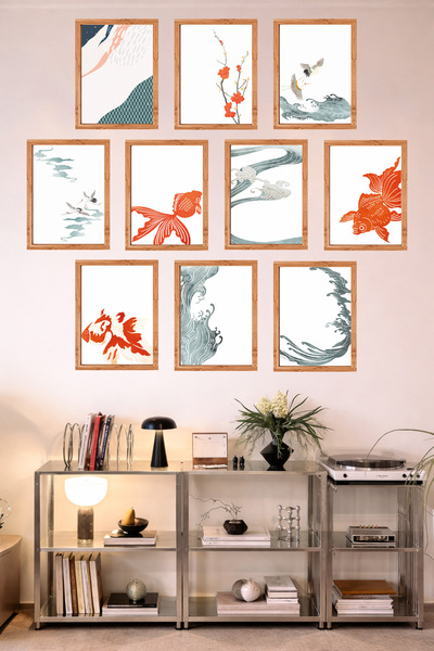 UNT 10-Piece Frame-Looking Feng Shui Japanese Style Minimalist Painting Set –...