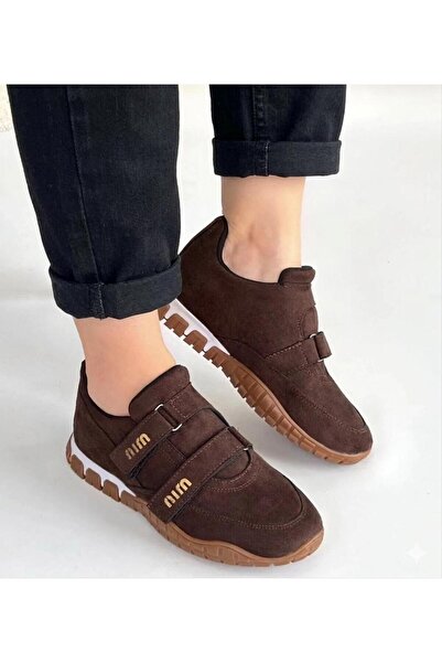 LABRONA Kadın Renkli Tabanlı Cırt Cırtlı Sneaker Yürüyüş Ayakkabısı