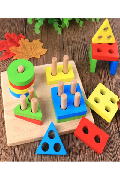 babysch Ahşap Geometrik şekşller 4lü