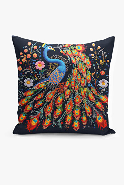 Filamente غطاء وسادة بطباعة رقمية على الوجهين - نمط الربيع/الطاووس