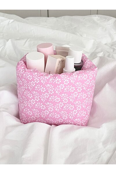 Lulishop Οργανωτής μακιγιάζ με ροζ λουλουδάτο σχέδιο και απαλή υφή, καλάθι ορ...