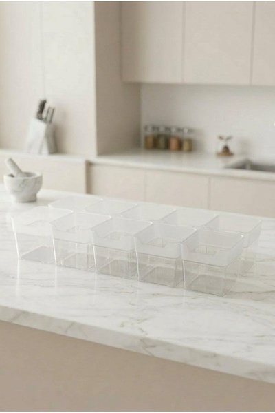 ZURİ DESİGN Set of 10 Transparent Refrigerator Organizers - Minimal Kitchen O...