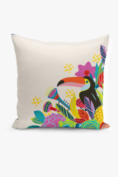Filamente غطاء وسادة بطباعة رقمية على الوجهين - تصميم زهور وطيور
