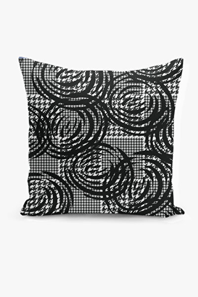 Filamente غطاء وسادة بطباعة رقمية على الوجهين - أسود وأبيض / نمط مخالب الغراب...