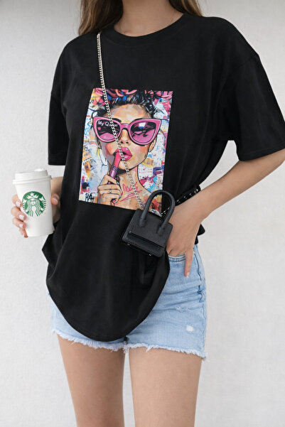 SANTAMİLA Μπλουζάκι Oversize για Κορίτσι με Μαύρα Γυαλιά