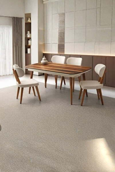 Savita Home Çınar Masa 170+35x90 Naturel Masal Bukle 130 Sandalyeli Yemek Seti