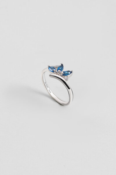 So CHIC... Lotus Çiçeği 18 Ayar Beyaz Altın Kaplama Gümüş Yüzük