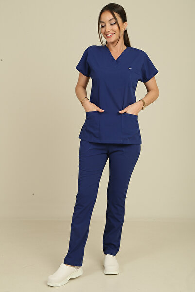 DENİZ İŞ Women's Yarasakol Linda Scrubs Set - Saks Blue