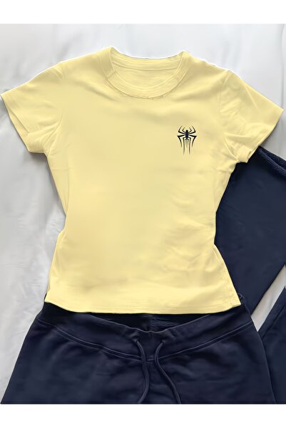 Toum Kemer Boy Spider Chest Printed Crop Blouse